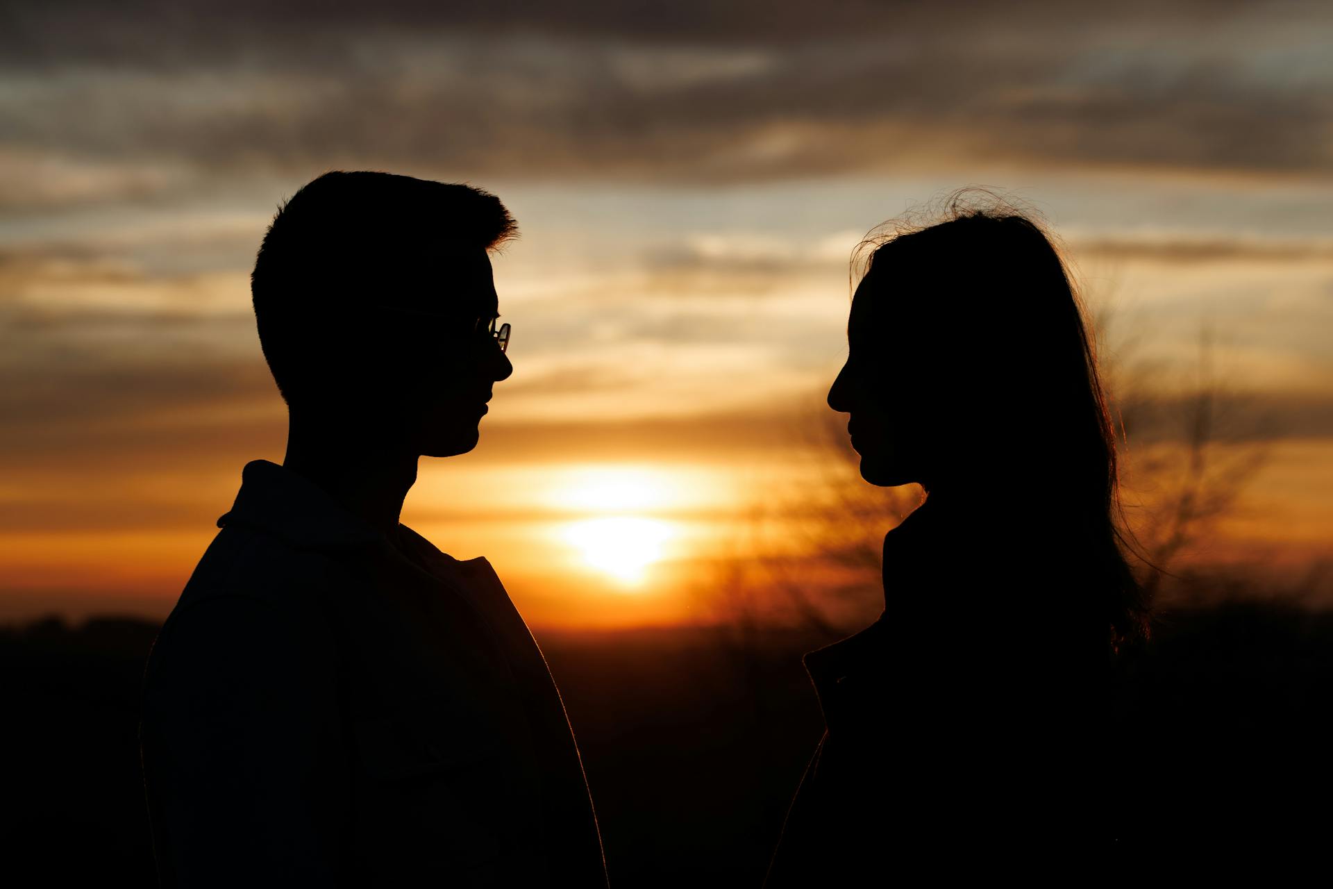 Silhouette of a couple at sunset representing the partnerships and unions of the astrological 7th house