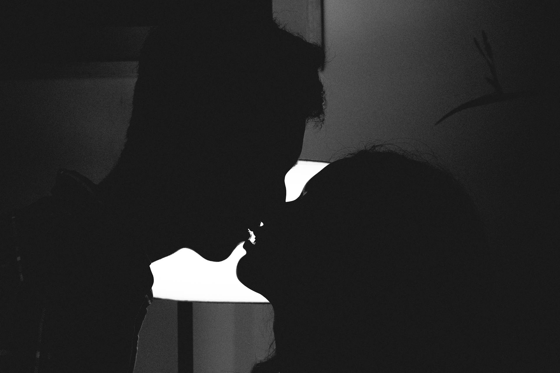 Two silhouetted figures in soft light representing the deep merging of intimacy that the 8th house governs