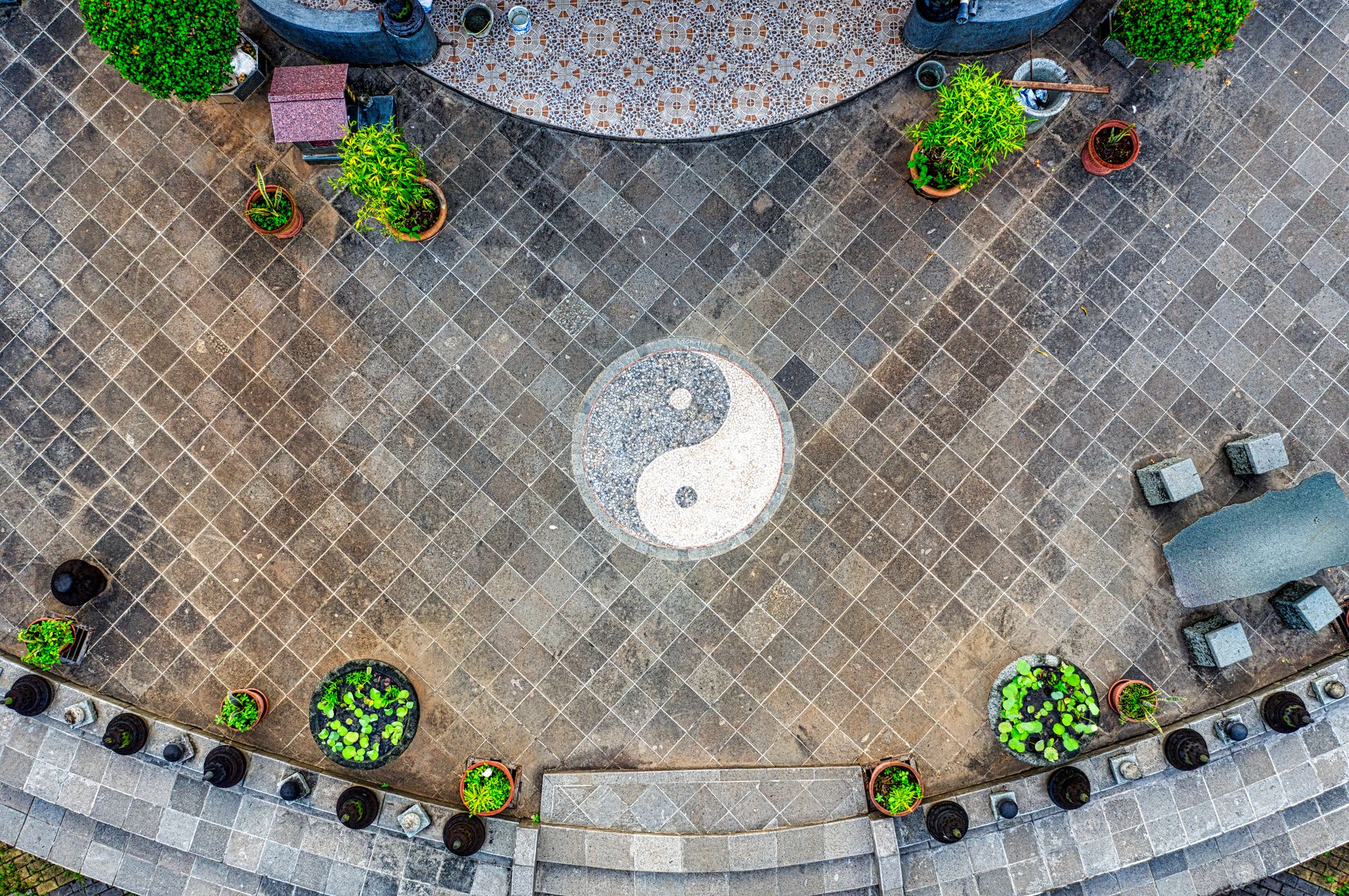 A calm feng shui inspired space arranged for elemental harmony